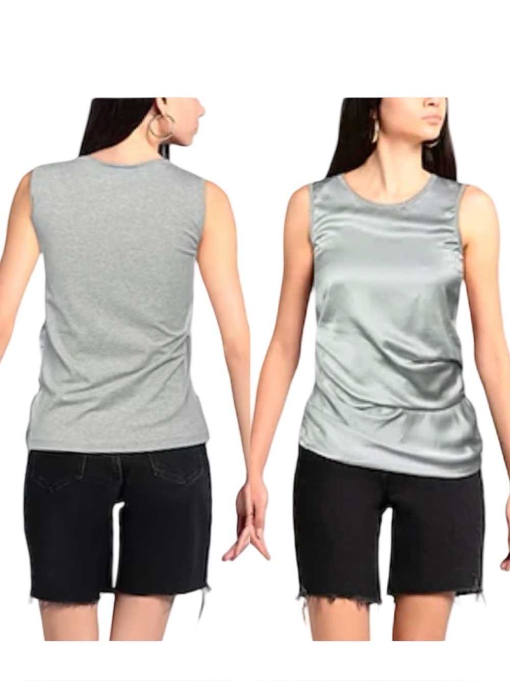 DOROTHEE SCHUMACHER Grey Satin Jersey Sleeveless Top Size 3/Medium